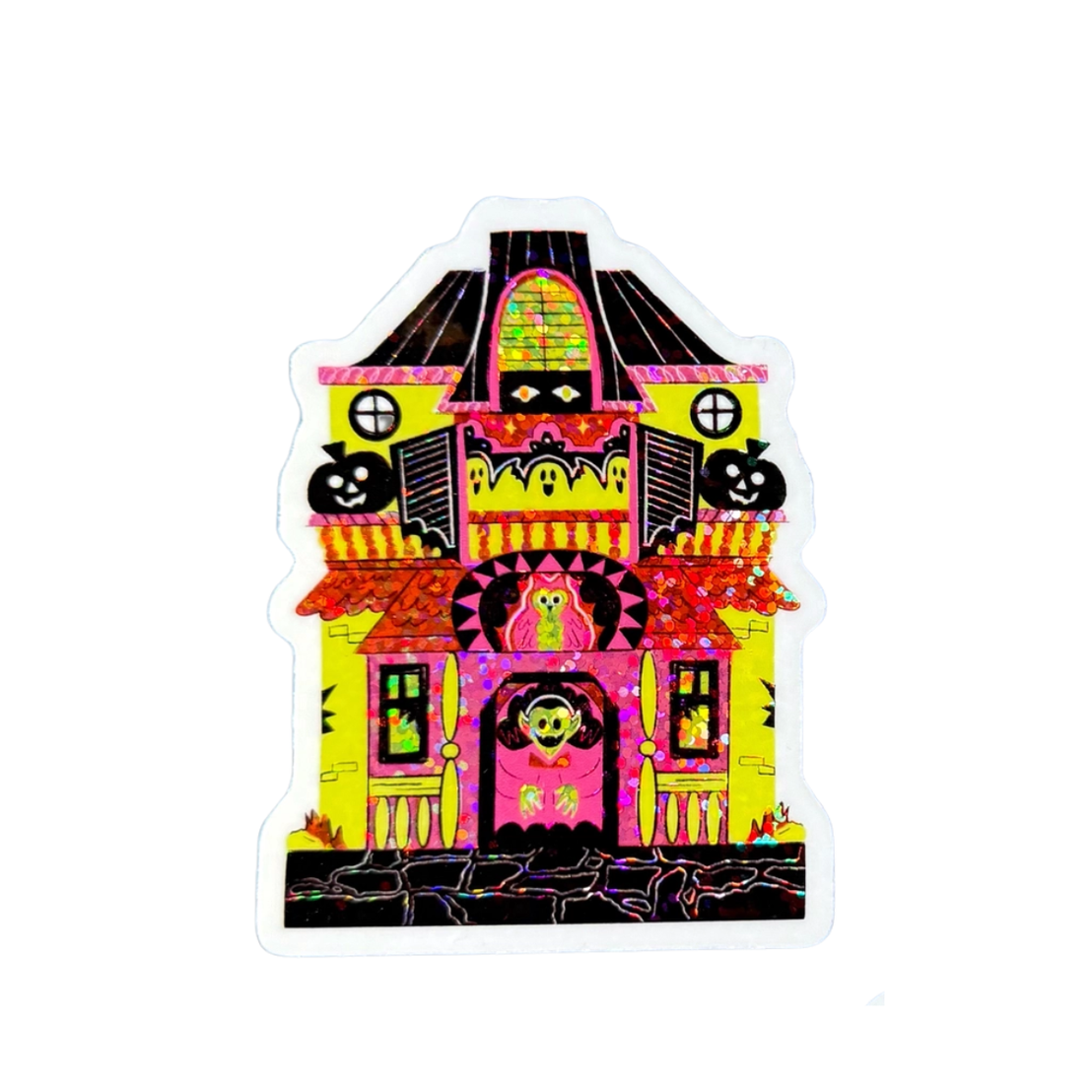 Green Haunted House Holo Sticker