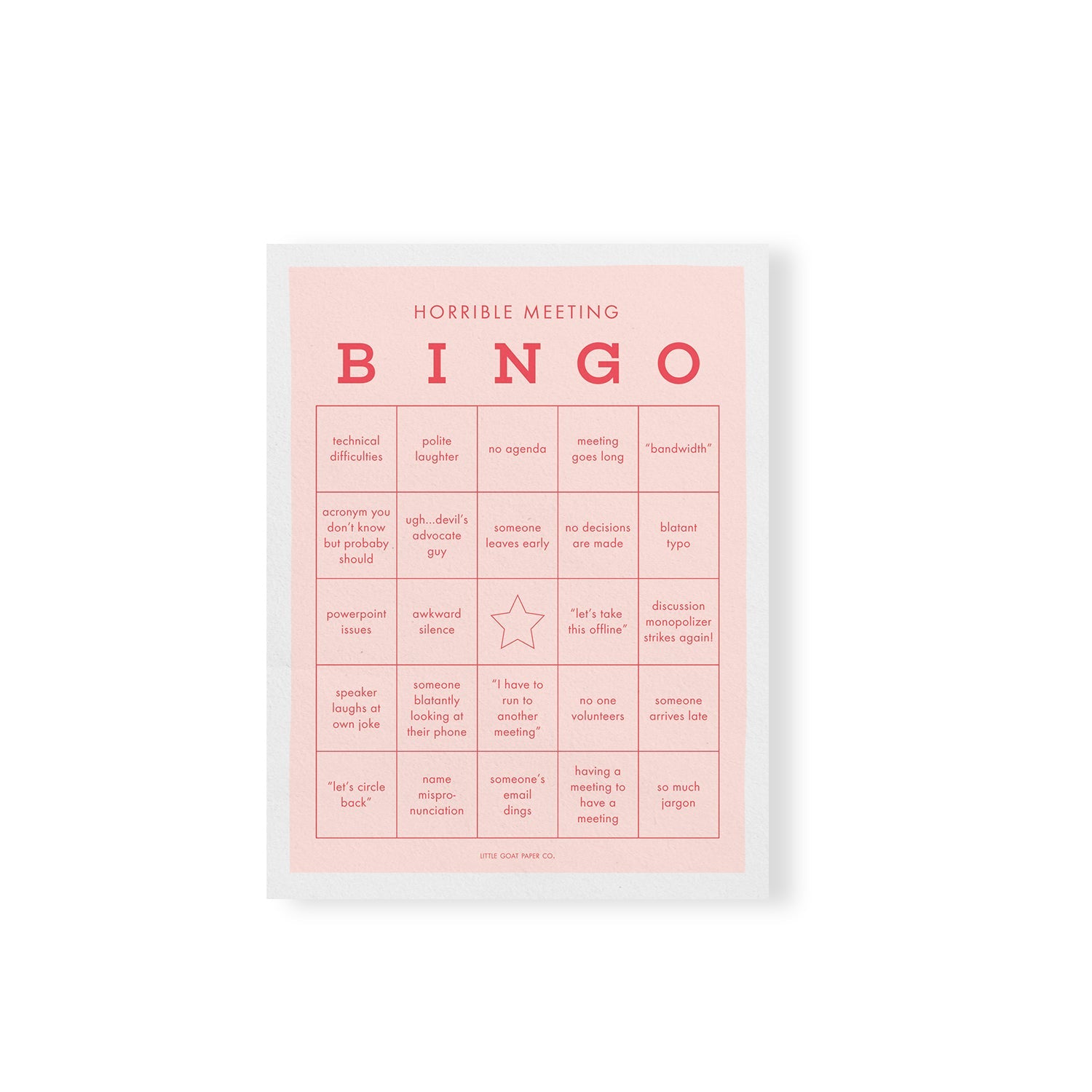 Horrible Meeting Bingo Notepad Game – Penny Post, Alexandria VA