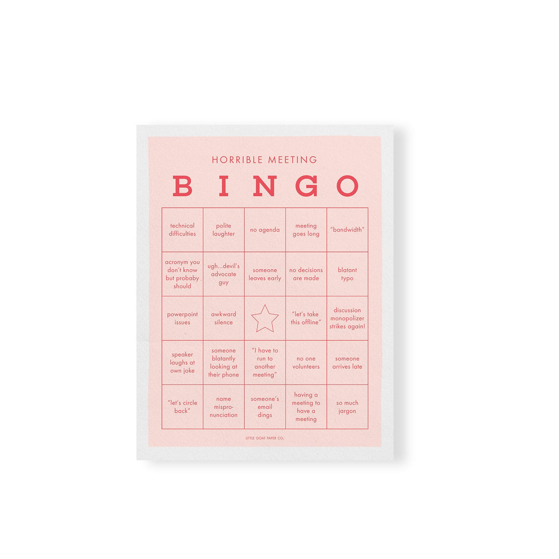 Horrible Meeting Bingo Notepad Game