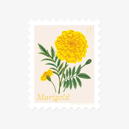 Marigold, November Flower Stamp-Style Sticker