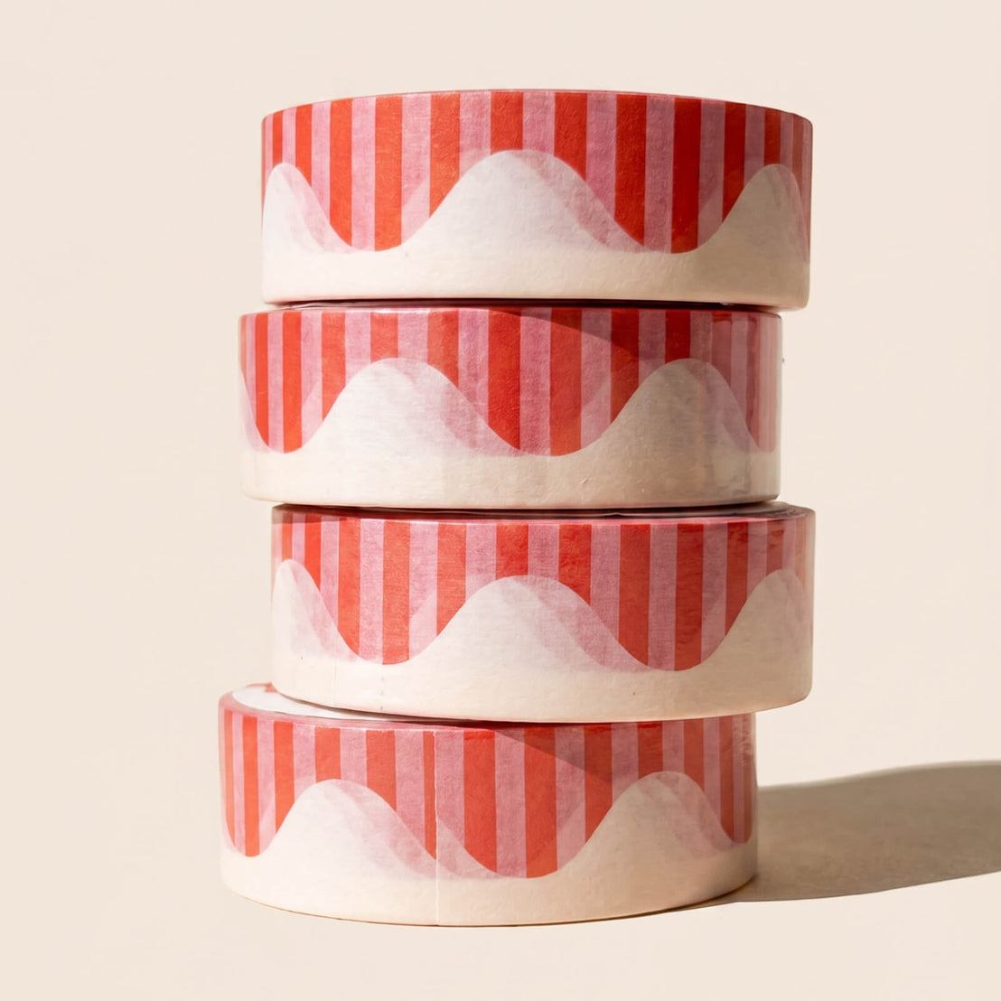 Red and Pink Wavy Stripes Washi Tape