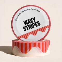 Red and Pink Wavy Stripes Washi Tape
