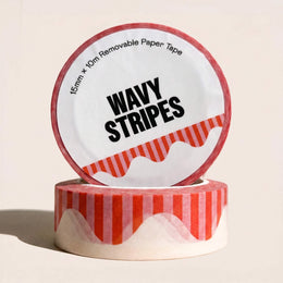 Red and Pink Wavy Stripes Washi Tape