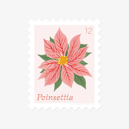 Poinsettia, December Flower Stamp Sticker