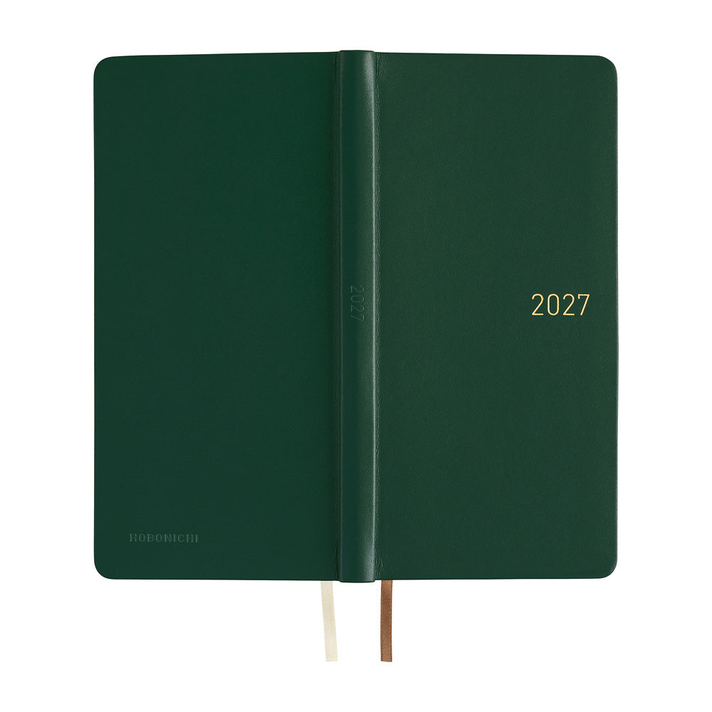 Hobonichi 2027 Techo Weeks Leather: Forest Green