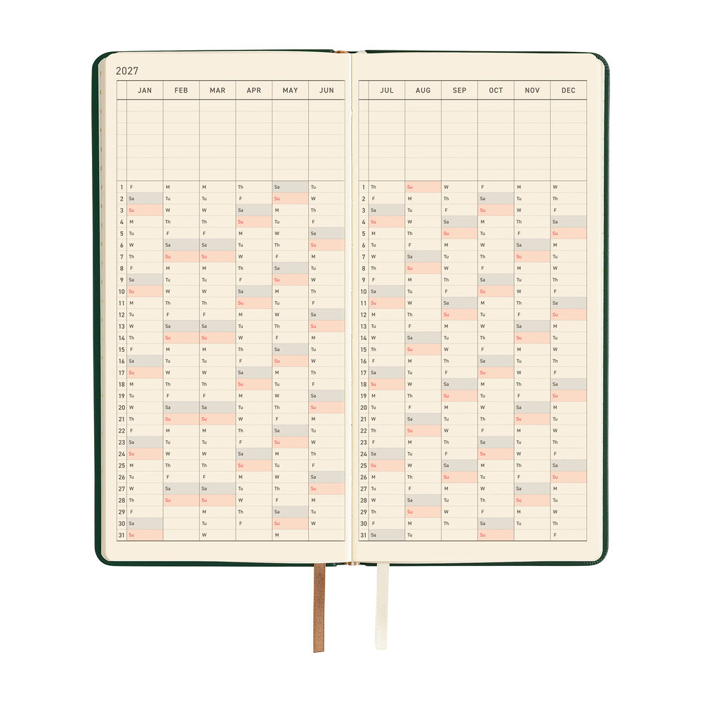 Hobonichi 2027 Techo Weeks Leather: Forest Green