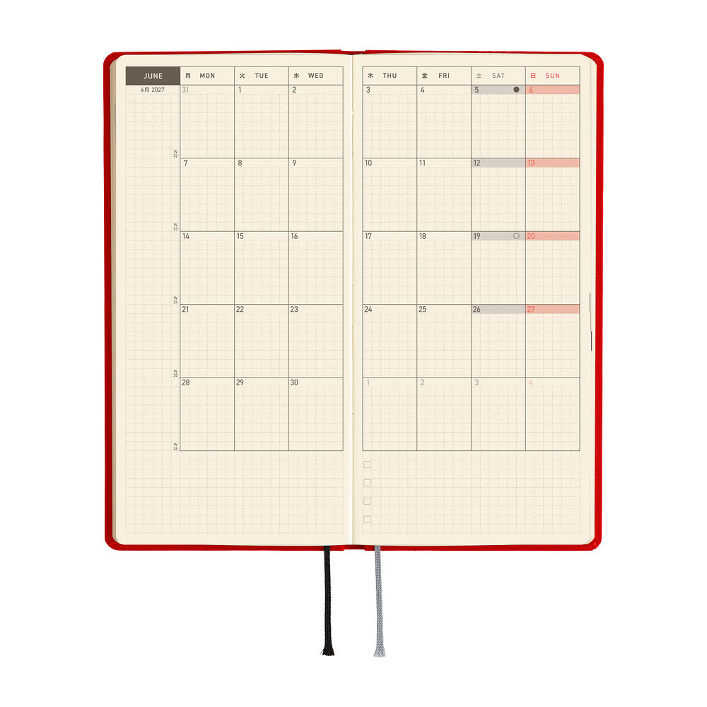 Hobonichi 2027 Techo Weeks Colors: Poppy Red
