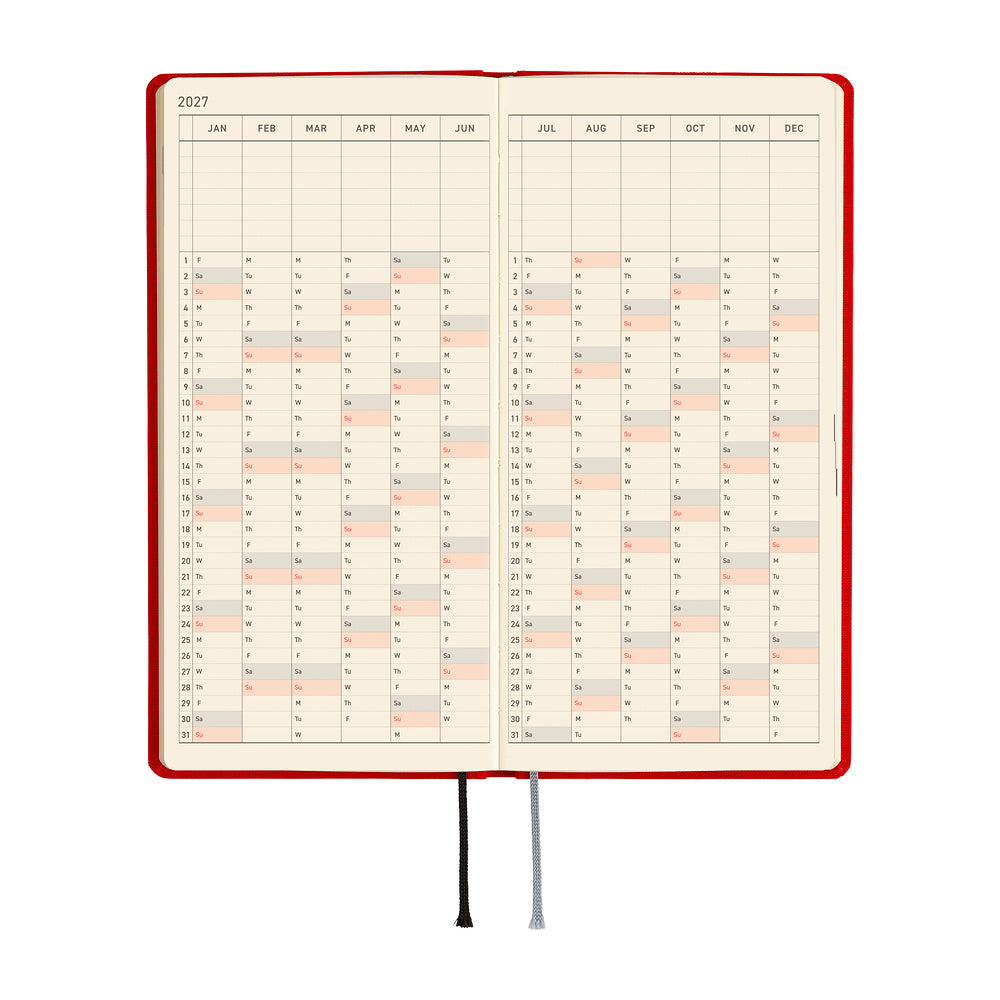 Hobonichi 2027 Techo Weeks Colors: Poppy Red