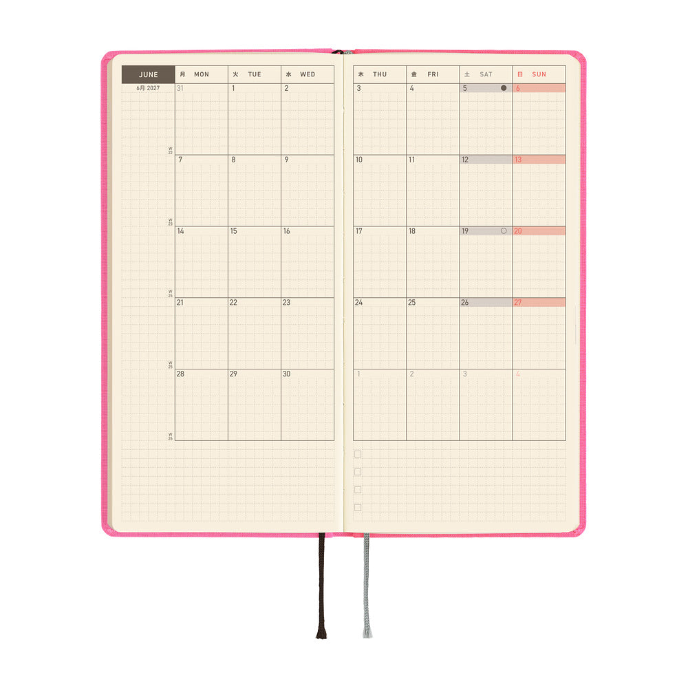 Hobonichi 2027 Techo Weeks Colors: Pink Sapphire