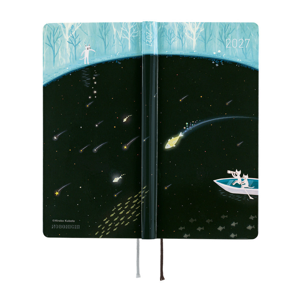 Hobonichi 2027 Techo Weeks Kubota: Meteor Shower in the Light Blue Forest