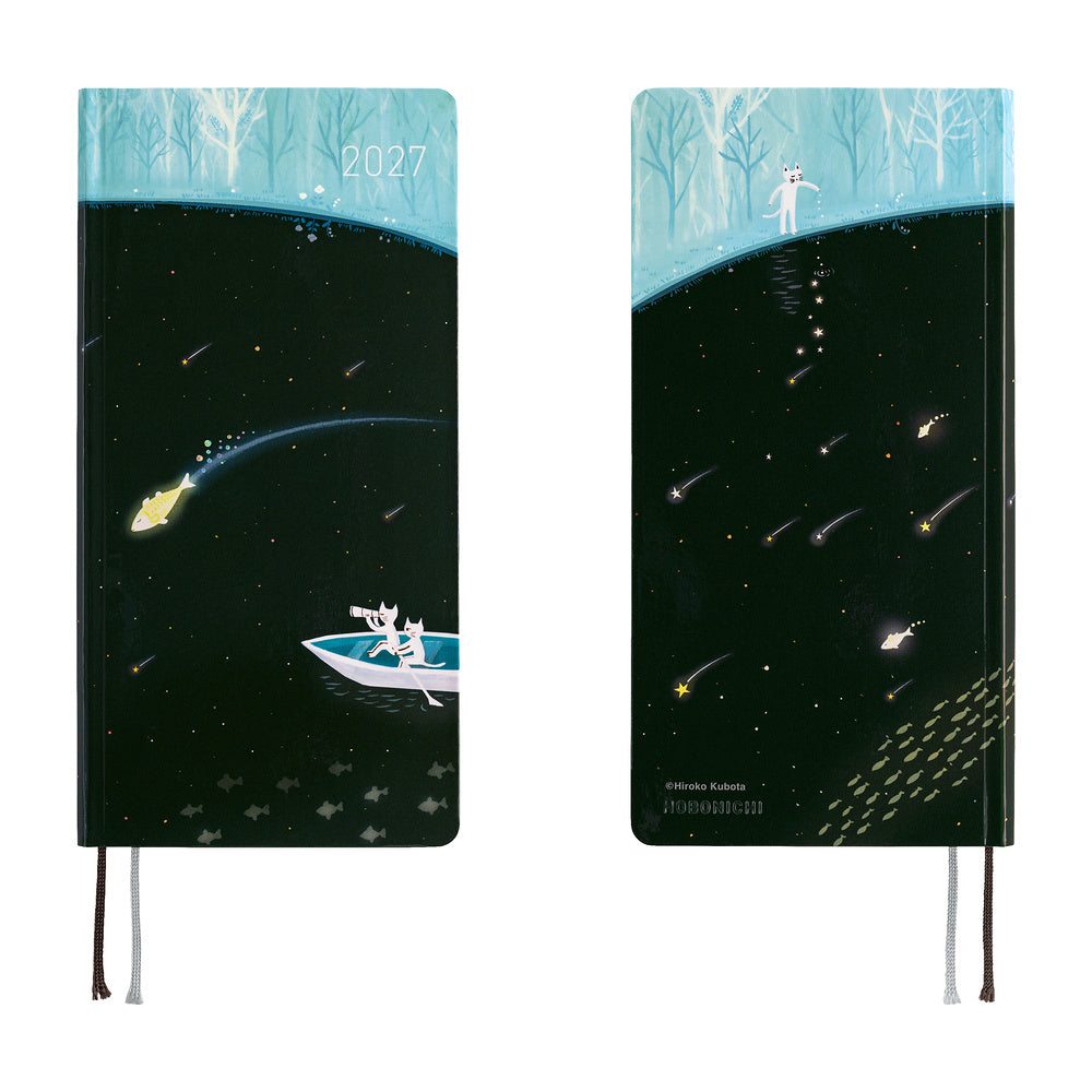 Hobonichi 2027 Techo Weeks Kubota: Meteor Shower in the Light Blue Forest