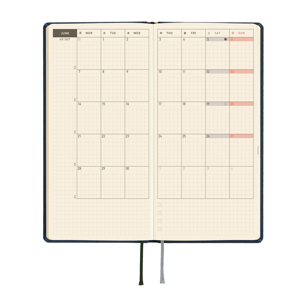 Hobonichi 2027 Techo Weeks Mega Colors: Midnight Blue