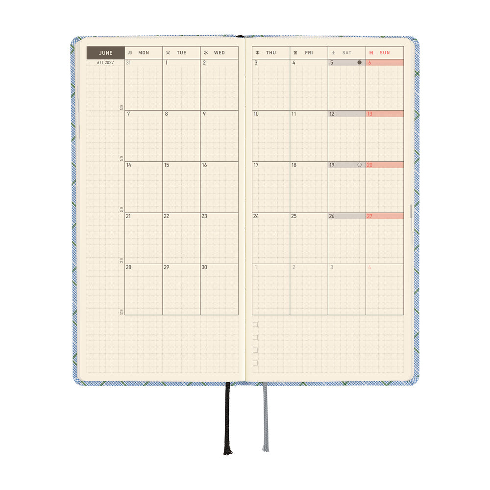 Hobonichi 2027 Techo Weeks Shirt Fabric: Graph Plaid