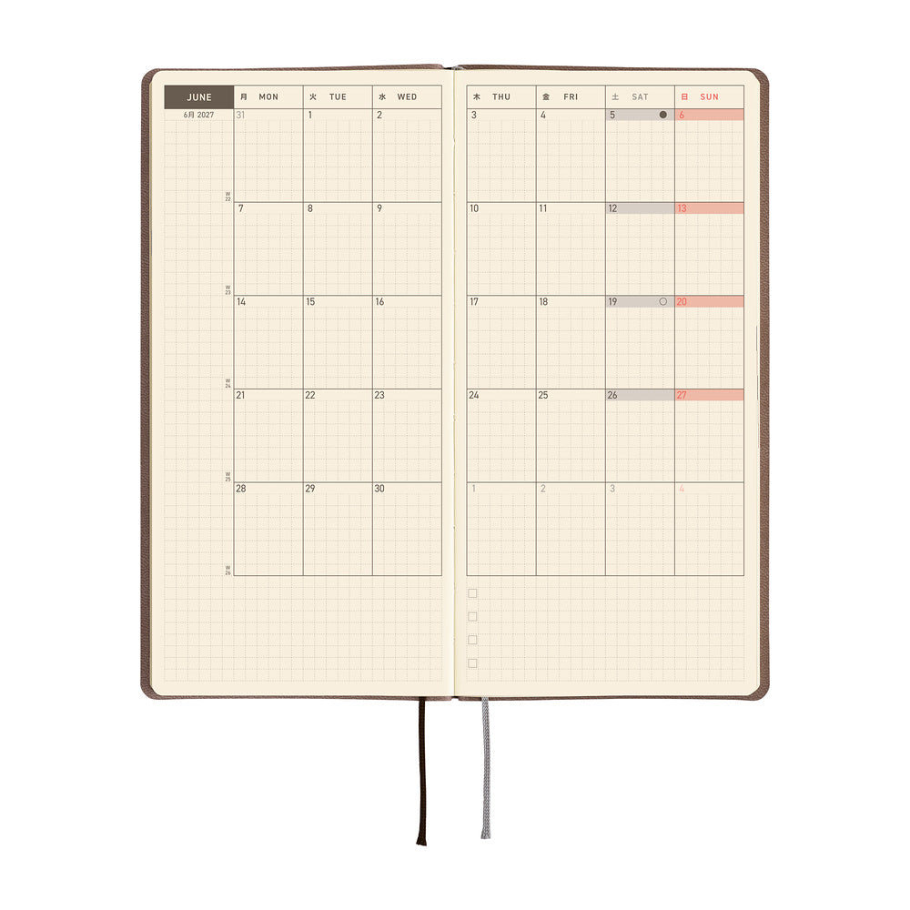 Hobonichi 2027 Techo Weeks Smooth: Cafe au Lait