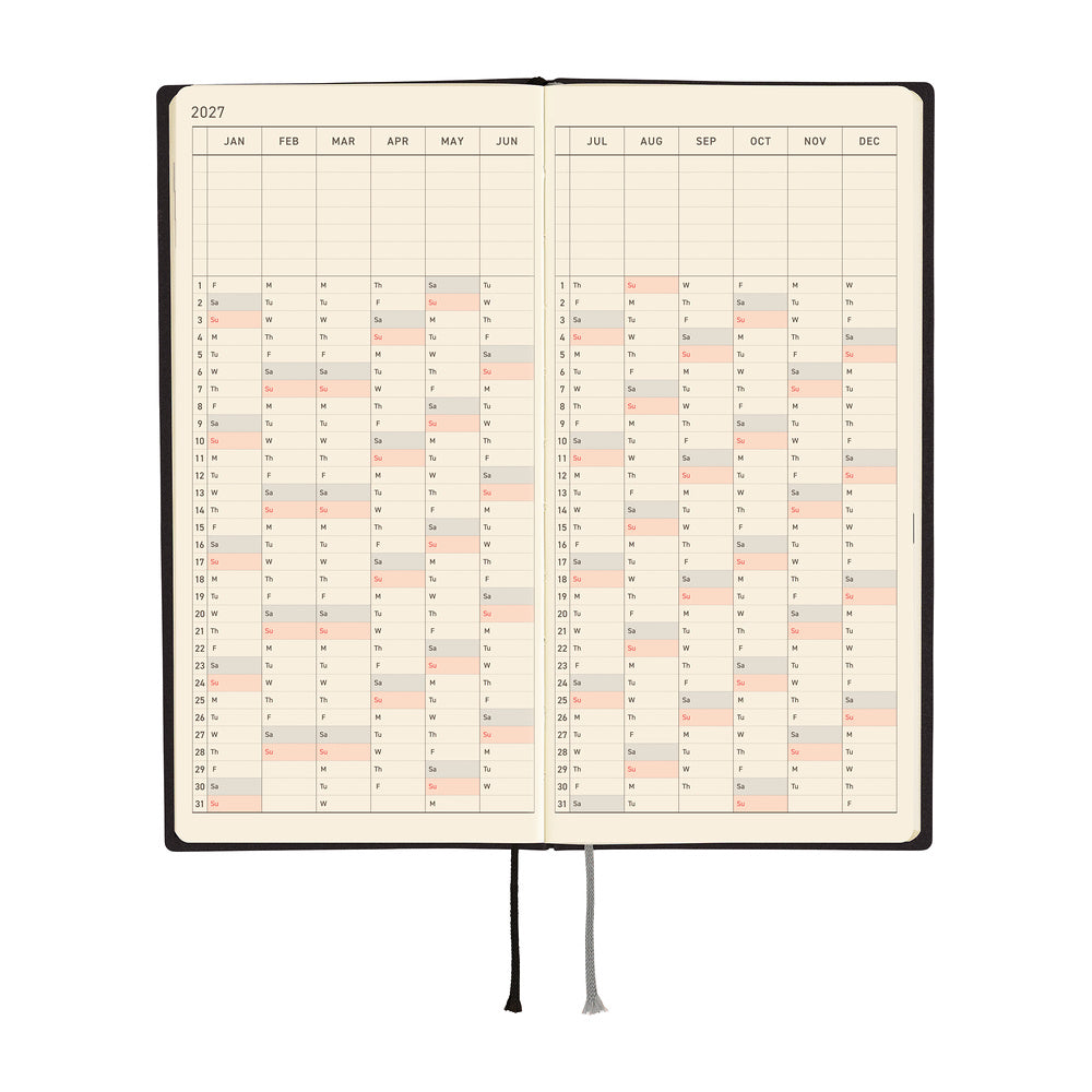 Hobonichi 2027 Techo Weeks White Line Black