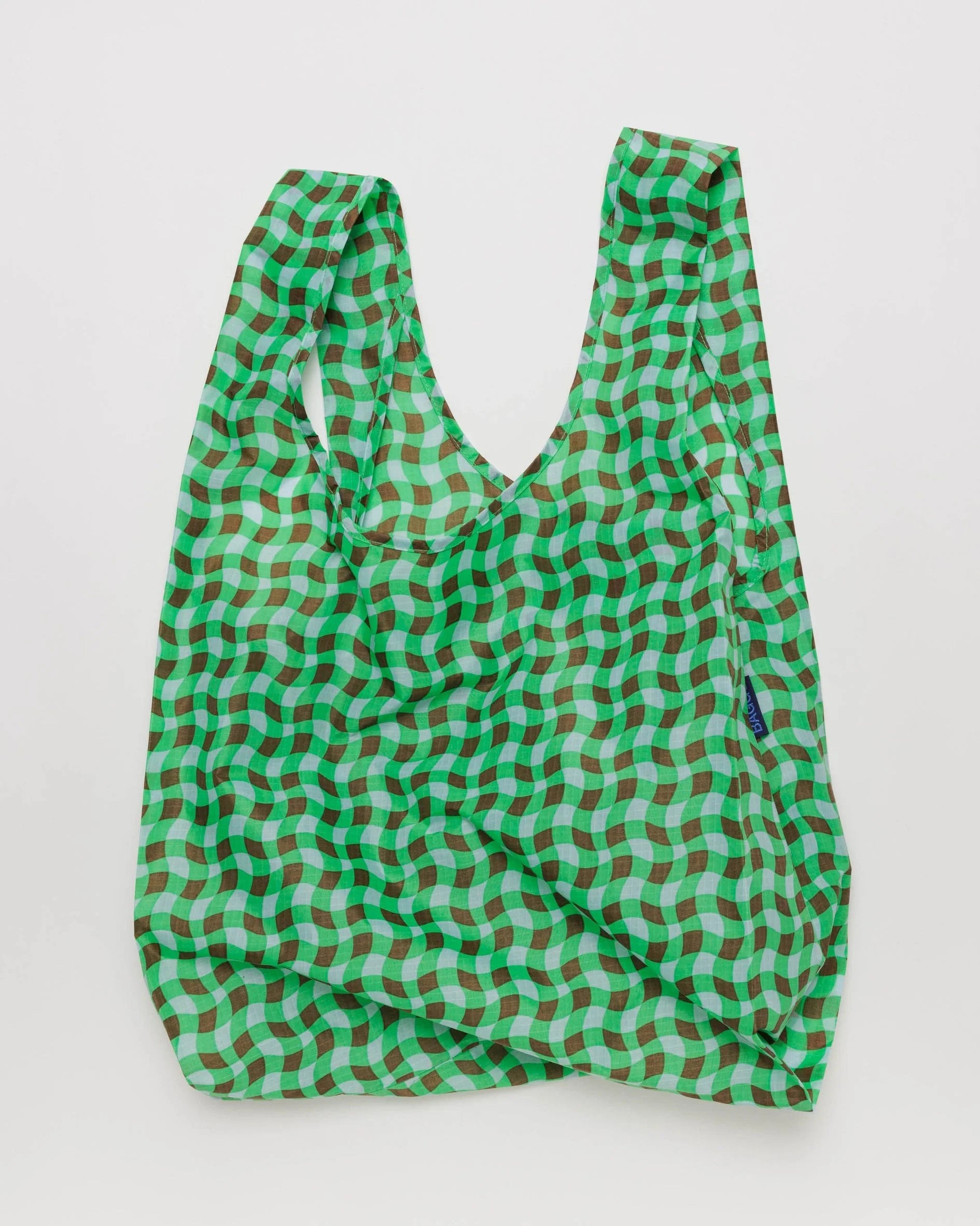 Baggu Reusable Standard Shopping Bag in Mint Pixel Gingham
