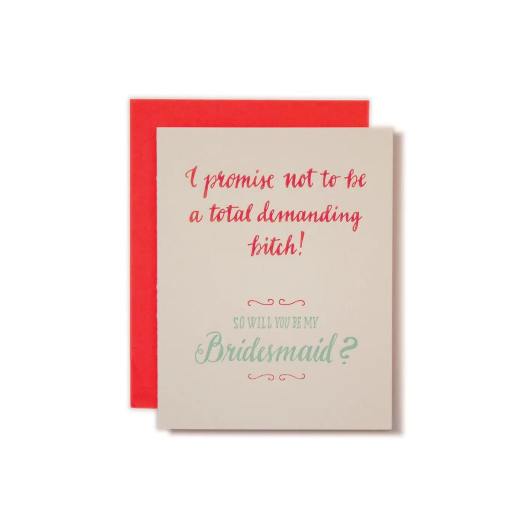 Will You Be My Bridesmaid, Ladyfingers Letterpress