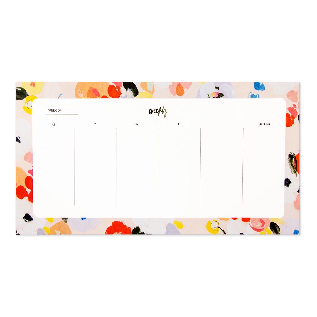 charlie weekly agenda notepad from Our Heiday with painterly floral border