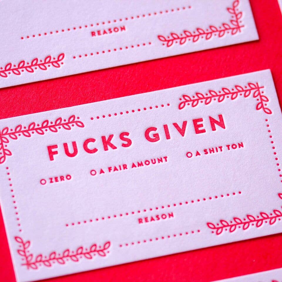 Fucks Given Cards