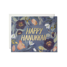 Hanukkah Flowers Foil, Red Cap Cards