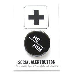He/Him Button Pin