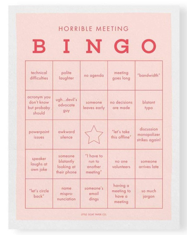 Horrible Meeting Bingo Notepad Game