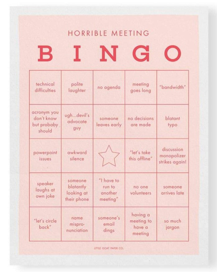 Horrible Meeting Bingo Notepad Game – Penny Post, Alexandria VA