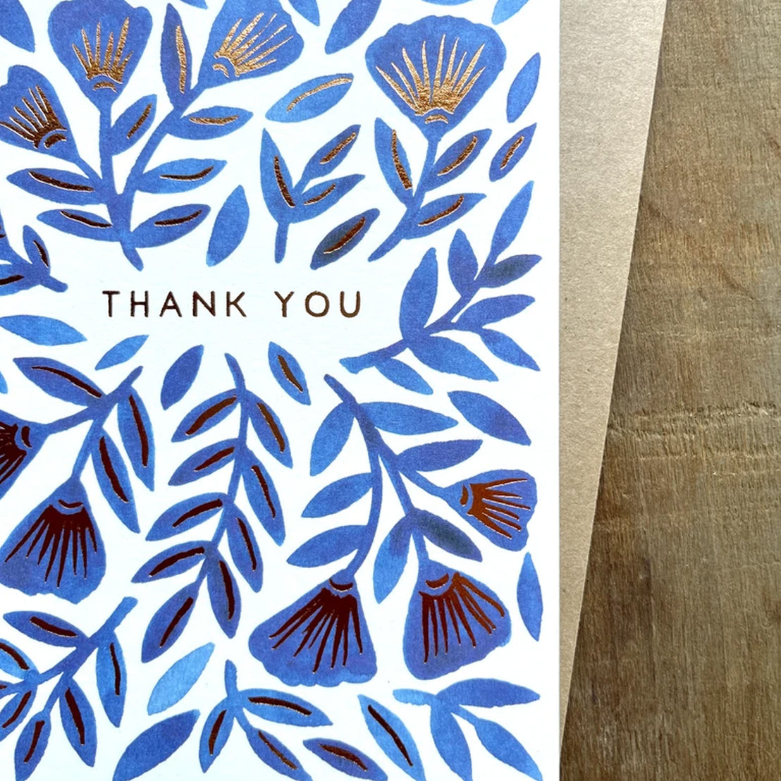 Thank You Floral Spray Blue Foil, Katherine Watson