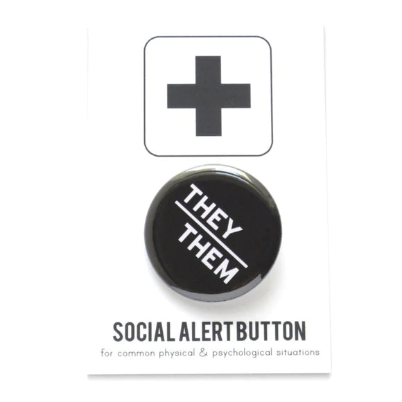 They/Them Button Pin