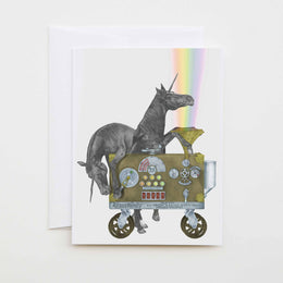 central and gus card two unicorns with a fantastic rainbow machine, named Ruby Jezebel and Jackpot Flame