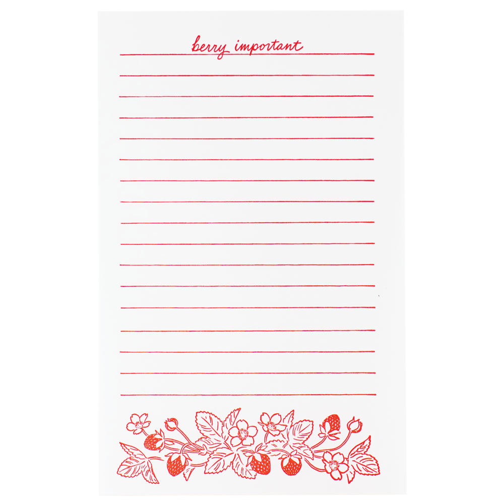 Strawberry Notepad, Smudge Ink